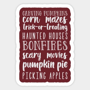 Fun Fall Things Sticker